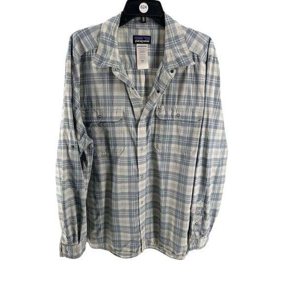Patagonia Men's Gray Long Sleeve Plaid El Ray Shirt Size XXL - Picture 1 of 4